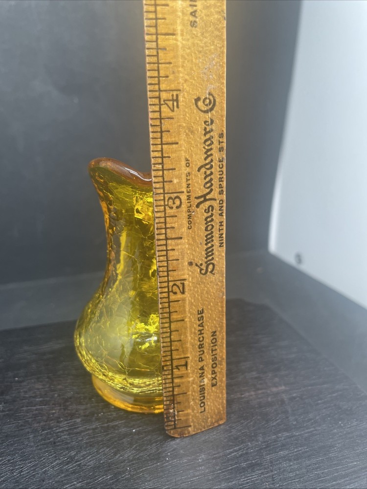 Crackle Golden Amber Pitcher 3.5”