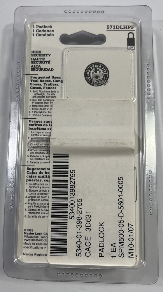Master Lock 571DLHPF Solid Aluminum Contractor Grade New In Package !!!