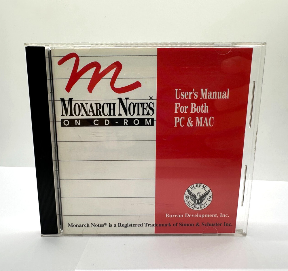 Monarch Notes on CD-Rom PC & MAC Computer Software Program - 1991