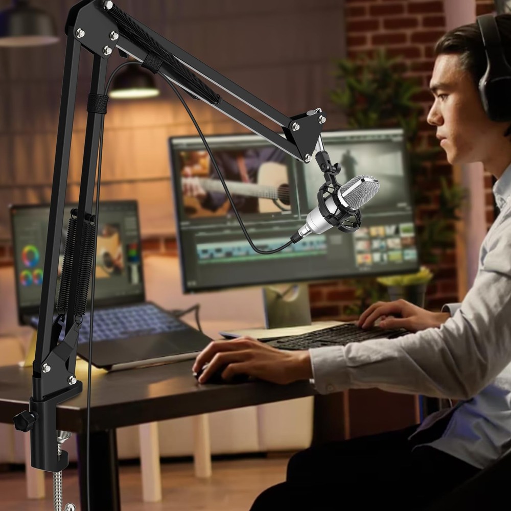 K KASONIC Adjustable Desktop Microphone Stand Compatible HyperX Broadcast Studio