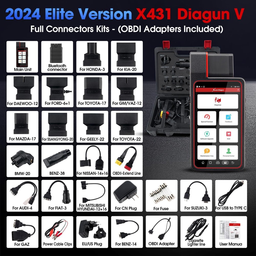 2024 LAUNCH X431 Diagun V Elite Bidirectional Car Diagnostic Scanner Key Coding