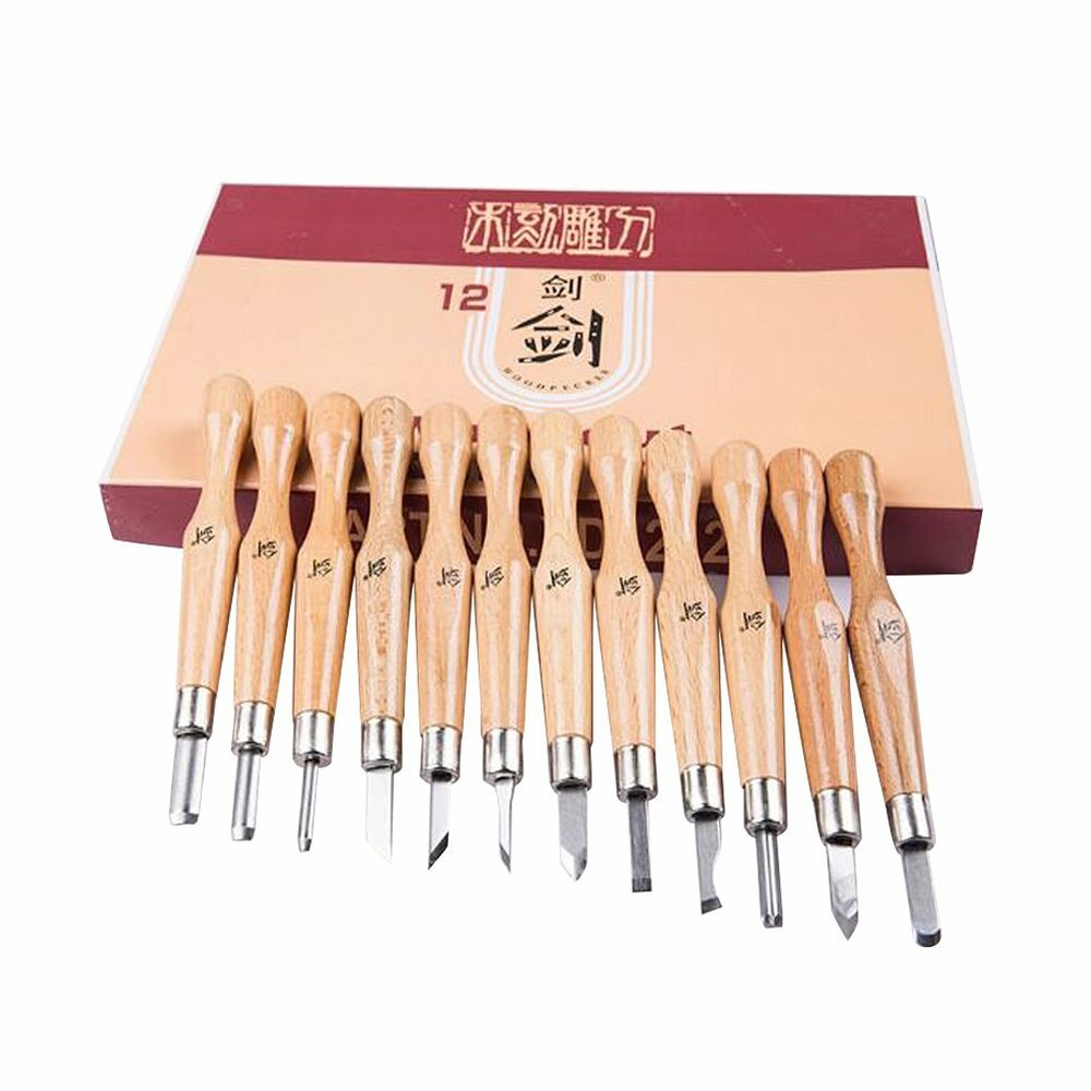 Wood Carving Hand Chisel Tool Set 12 Piece Professional Woodworking Gouges Tools