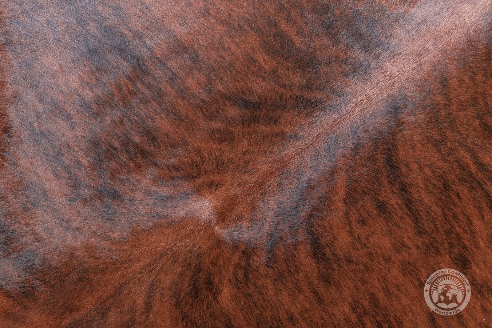 Genuine Cowhide Rug Brindle Reddish - Size 6X6'