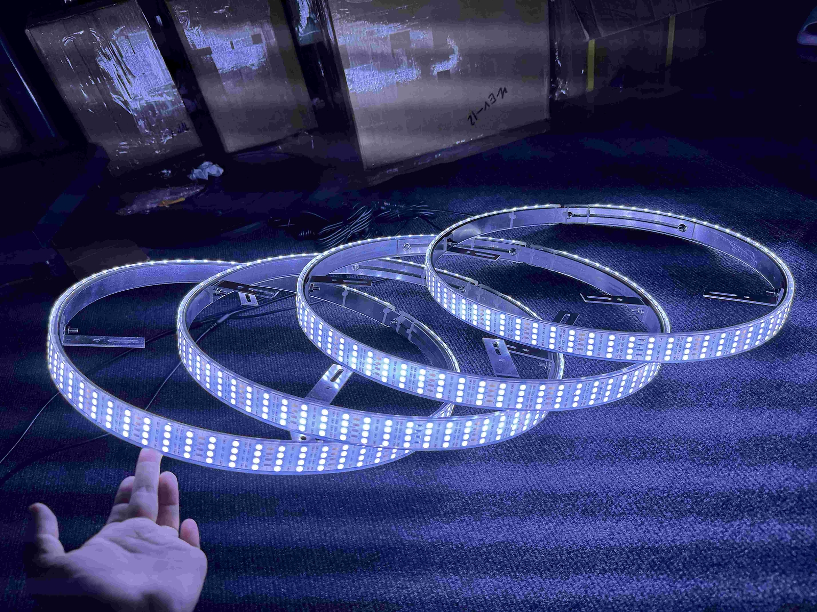 Set with (4) 17.5" QUAD ROW Strobes PURE WHITE Car Truck LED Wheel Rim Lights