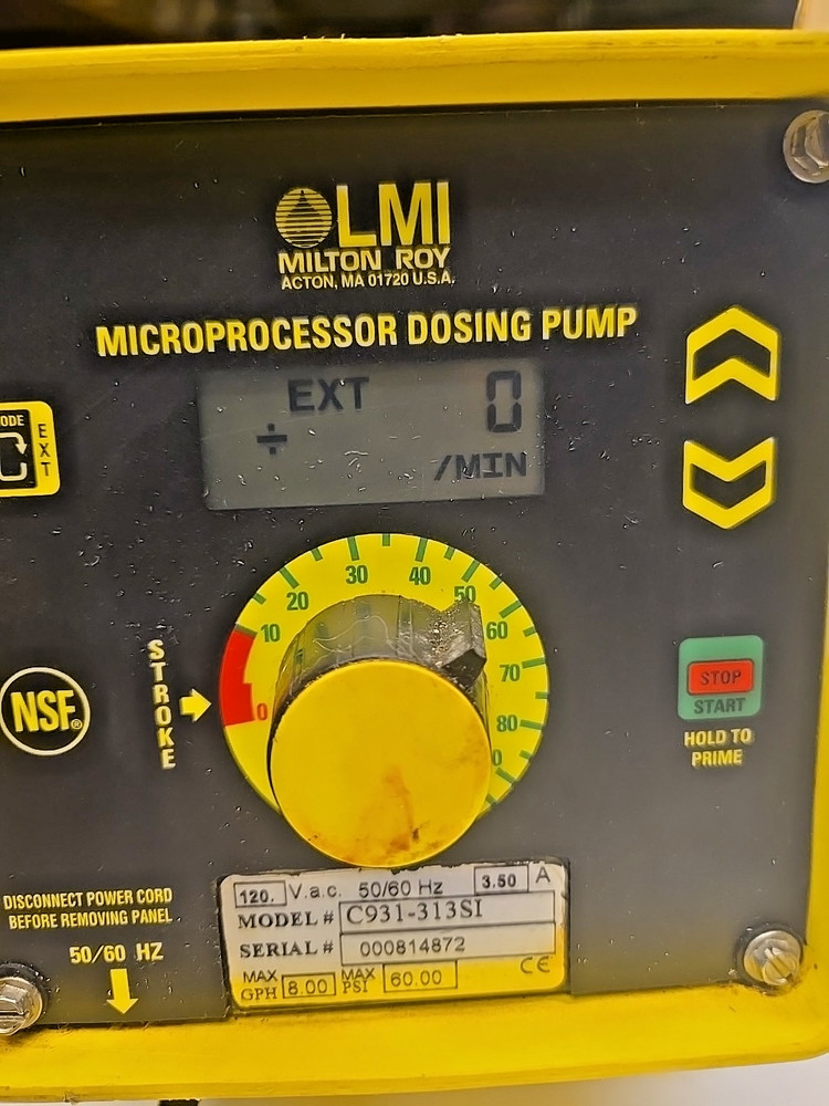 LMI MILTON ROY C931-313SI Microprocessor Dosing PUMP 8GPH 60 PSI