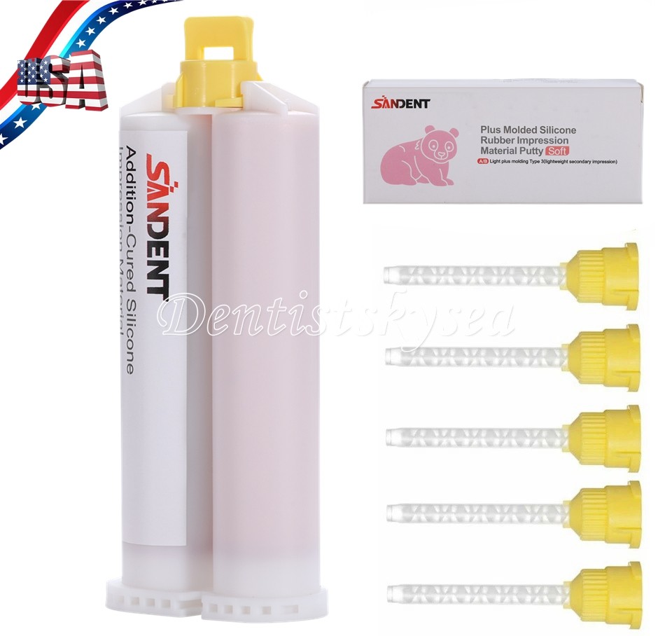 Dental Elastomeric Impression Putty Silicone Material Light Body 50ML 5*Tips