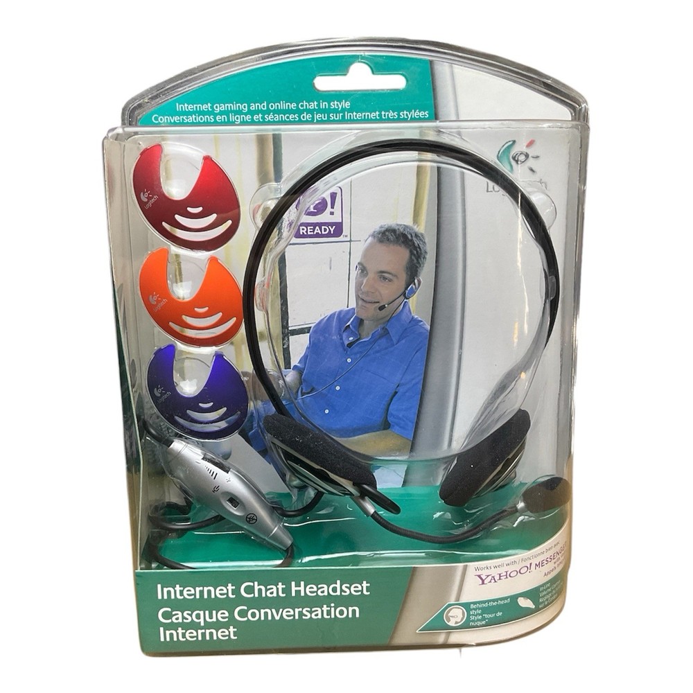NEW Logitech Internet Chat Headset Behind the Head Multicolored Computer SEALED