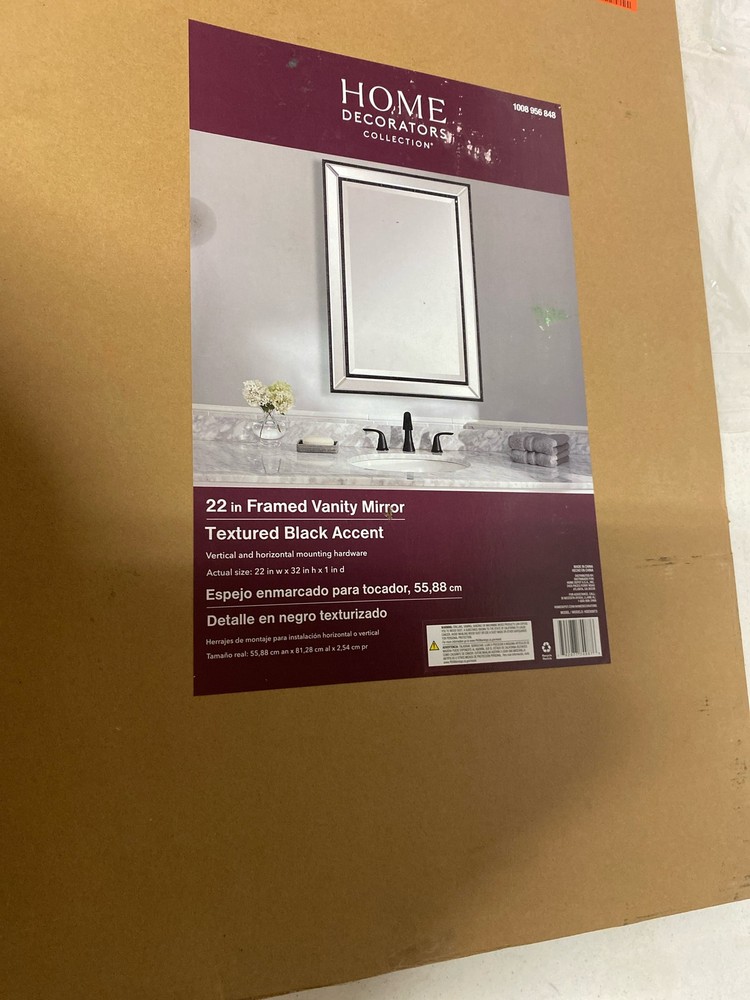 Home Decorators HDE00973 22"x32" Black Polystyrene Vanity Mirror