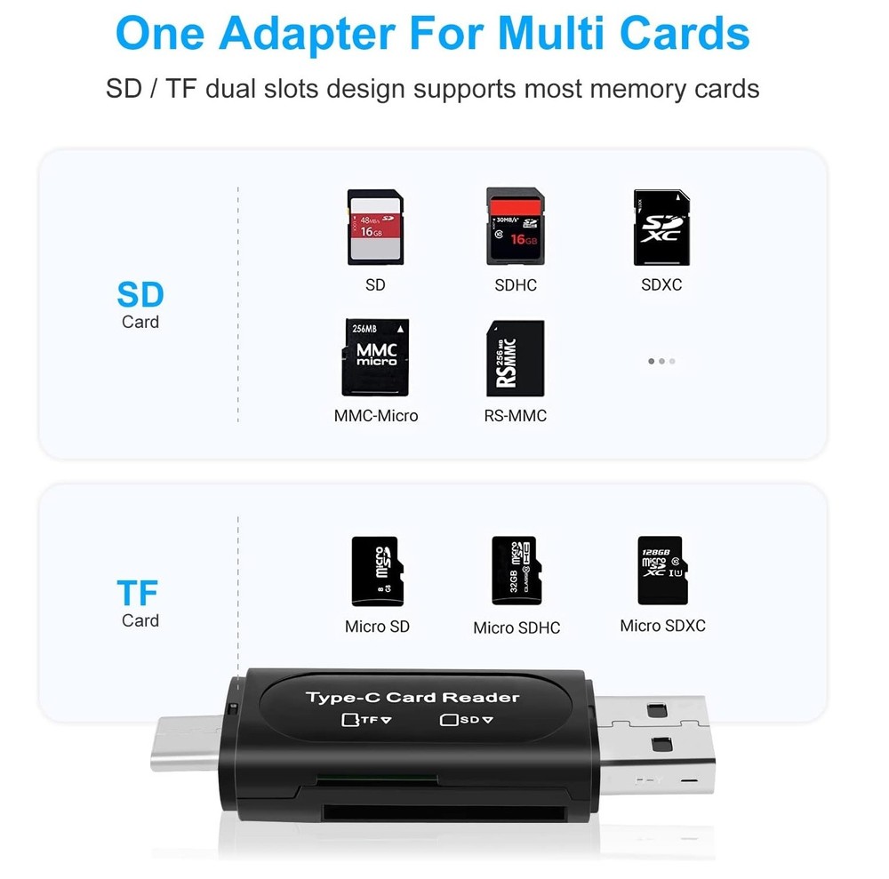 Card Reader USB 3.0 Type C Micro SD TF OTG Smart Memory Adapter Laptop Computer