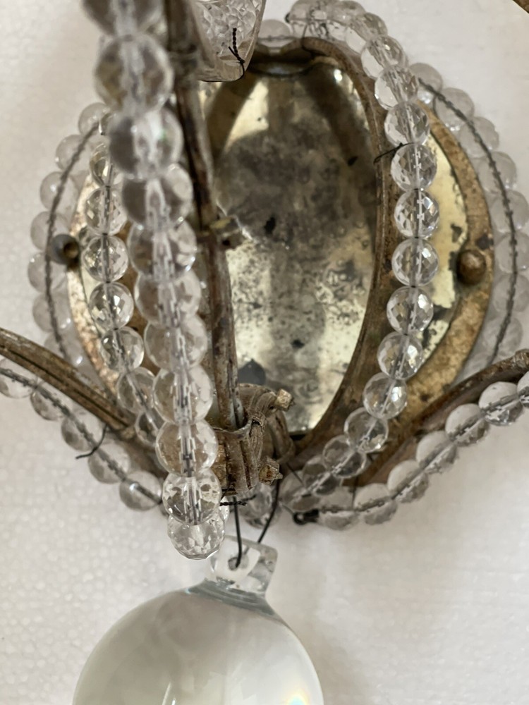 Niermann Weeks Danieli Crystal Iron Beaded Wall Sconce 3 Light 28” SINGLE