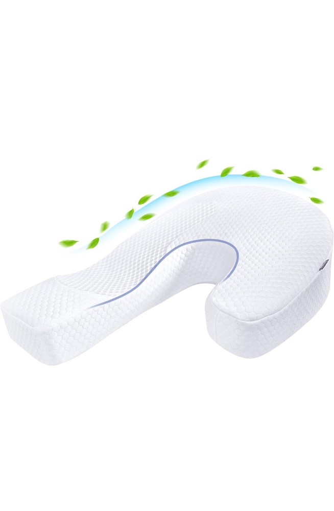 SAHEYER Pillow for Side Sleeper, Odorless J-Shaped Side Sleeper Pillow for Ad...