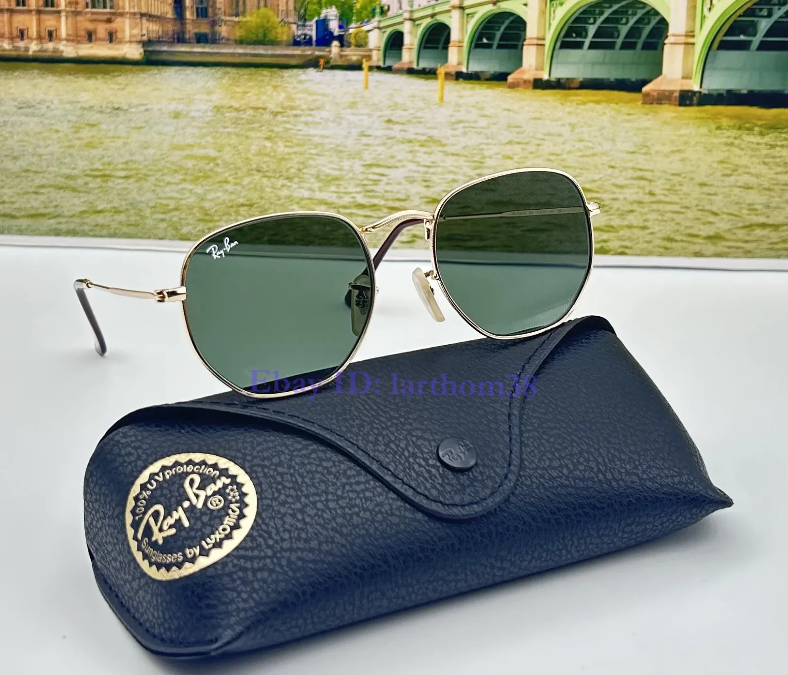 RB3548N Hexagonal Ray-Ban Sunglasses 51mm Green G-15 Lens Gold Metal Frame Unise
