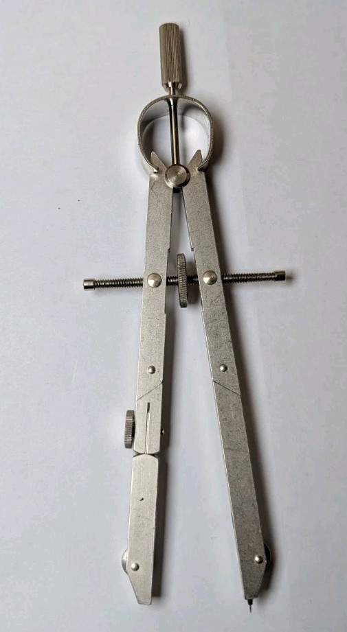Vintage 6" Metal Drafting Compass Drawing Tool