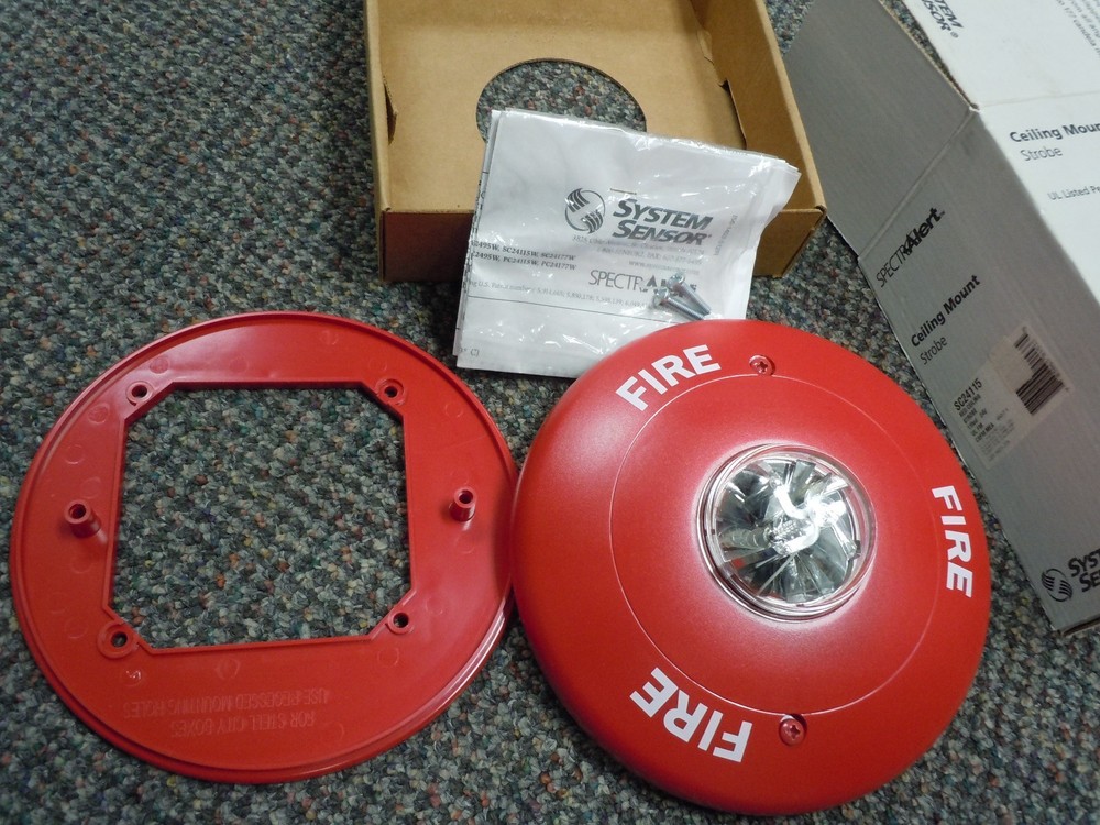 System Sensor SpectrAlert SC24115 Ceiling Mount Strobe, 115cd, 24V, Red