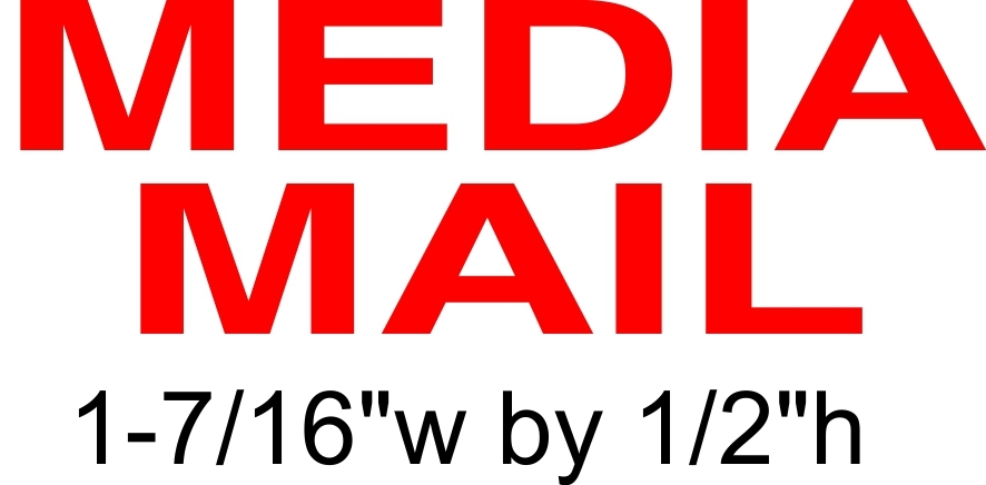 MEDIA MAIL stamp text on an IDEAL 4911 Self-inking Rubber Stamp with RED INK