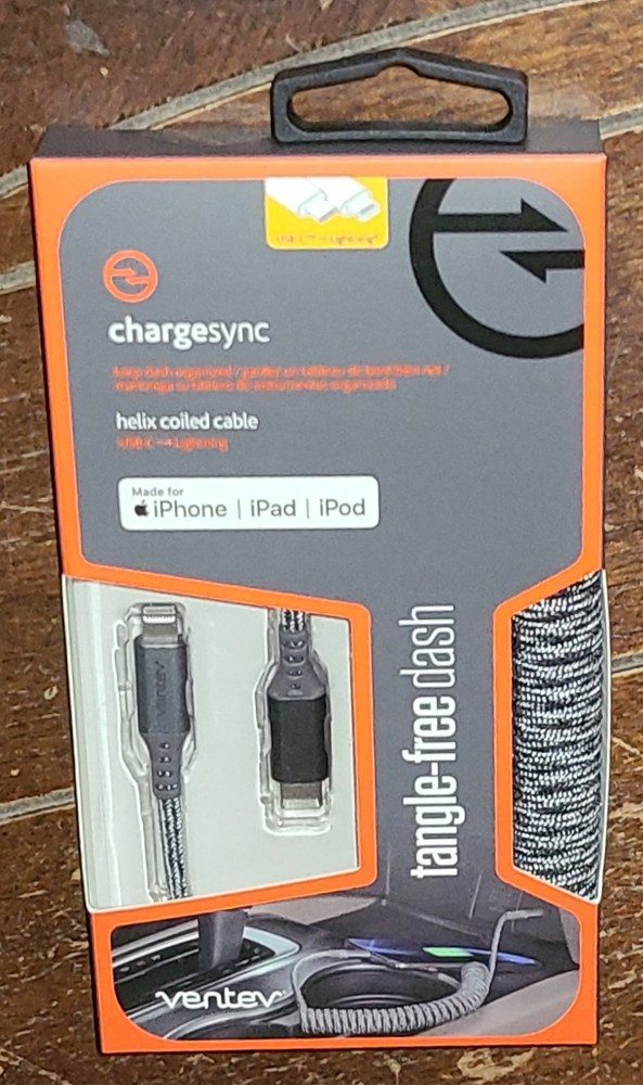 ChargeSync GRAY Helix Coiled Cable for iPhone/iPad/iPod *Tangle Free Dash*