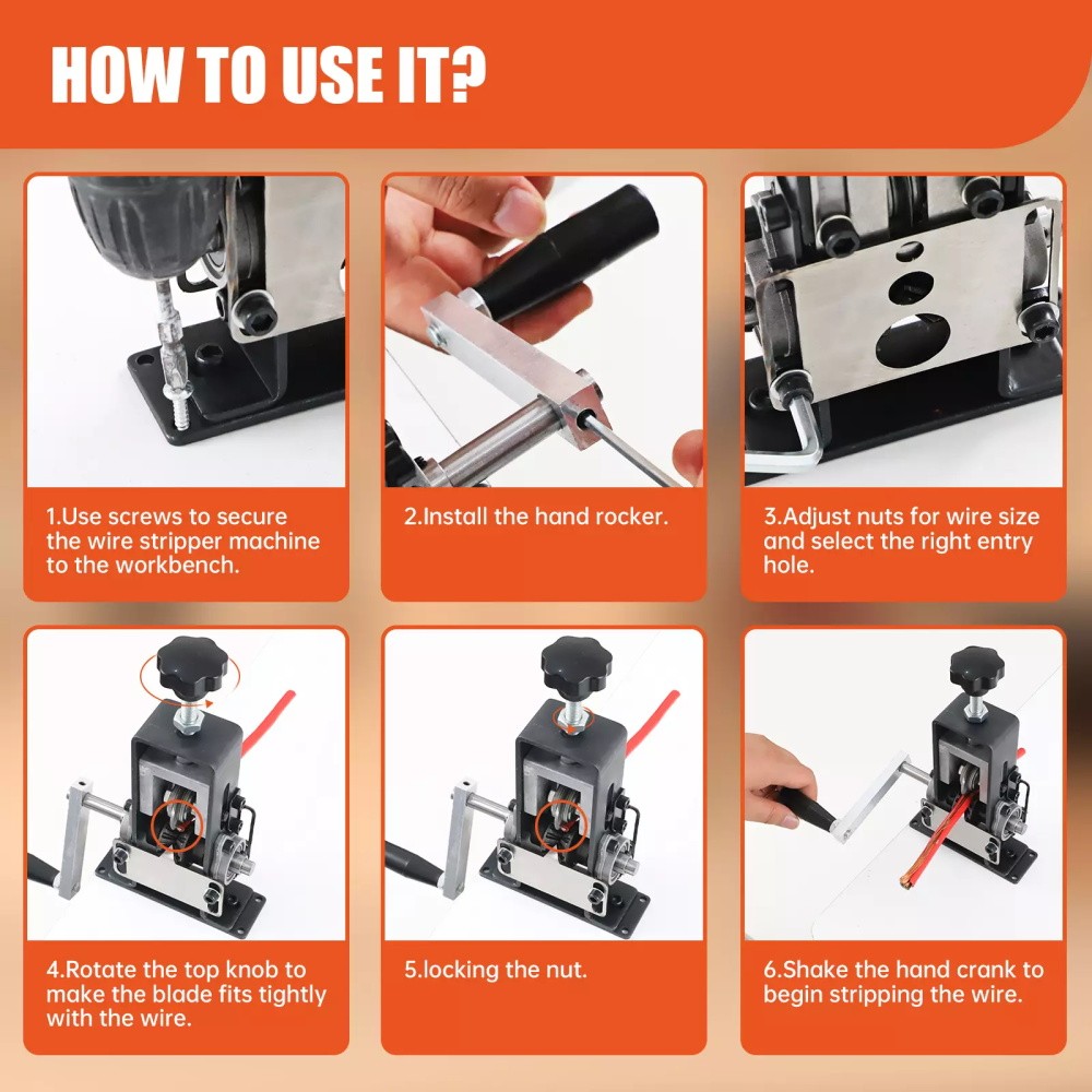 Wire Stripper 0.04"-1"Wire Stripper Machine For Hand Crank Wire Stripper Tool