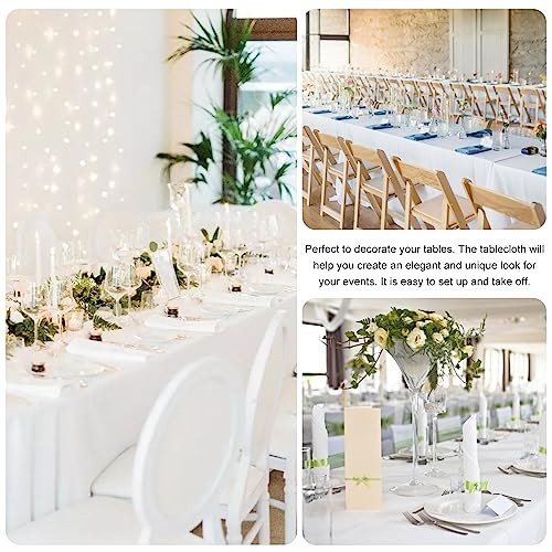Pack Rectangle Table Cloth Bulk Washable Polyester 60inch x 102inch 6 White
