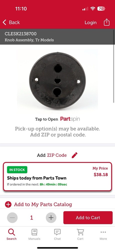 Knob Assembly, TR Models,CLESK2138700