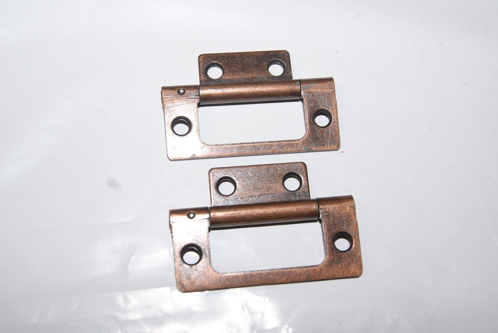 TWO COPPER FINISHED HINGES NEW CLOCK PARTS