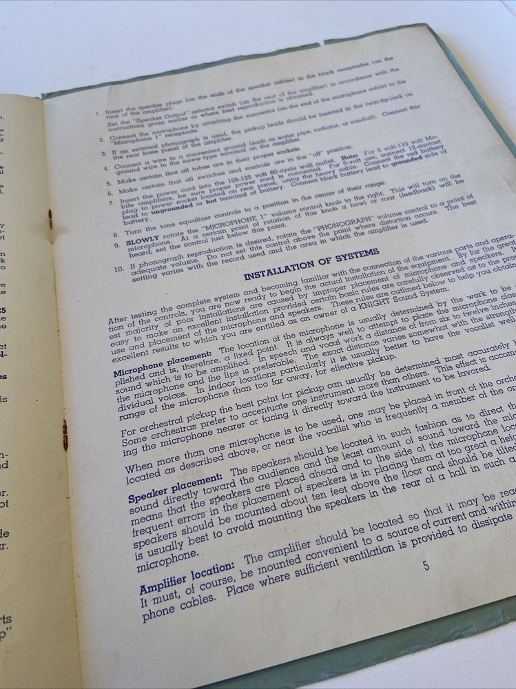 Knight Instructions For Integrated Sound Systems #D