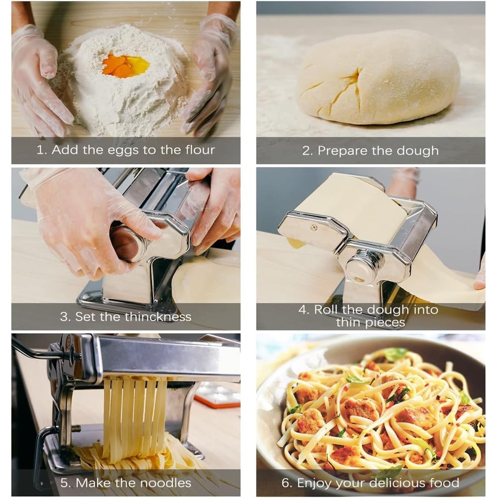 Pasta Maker Machine with 9 Adjustable Thickness Settings, 2 in 1 Noodle Maker...