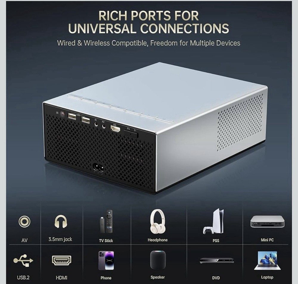 XIDU Portable Projector With Wi-fi & Bluetooth Model M26