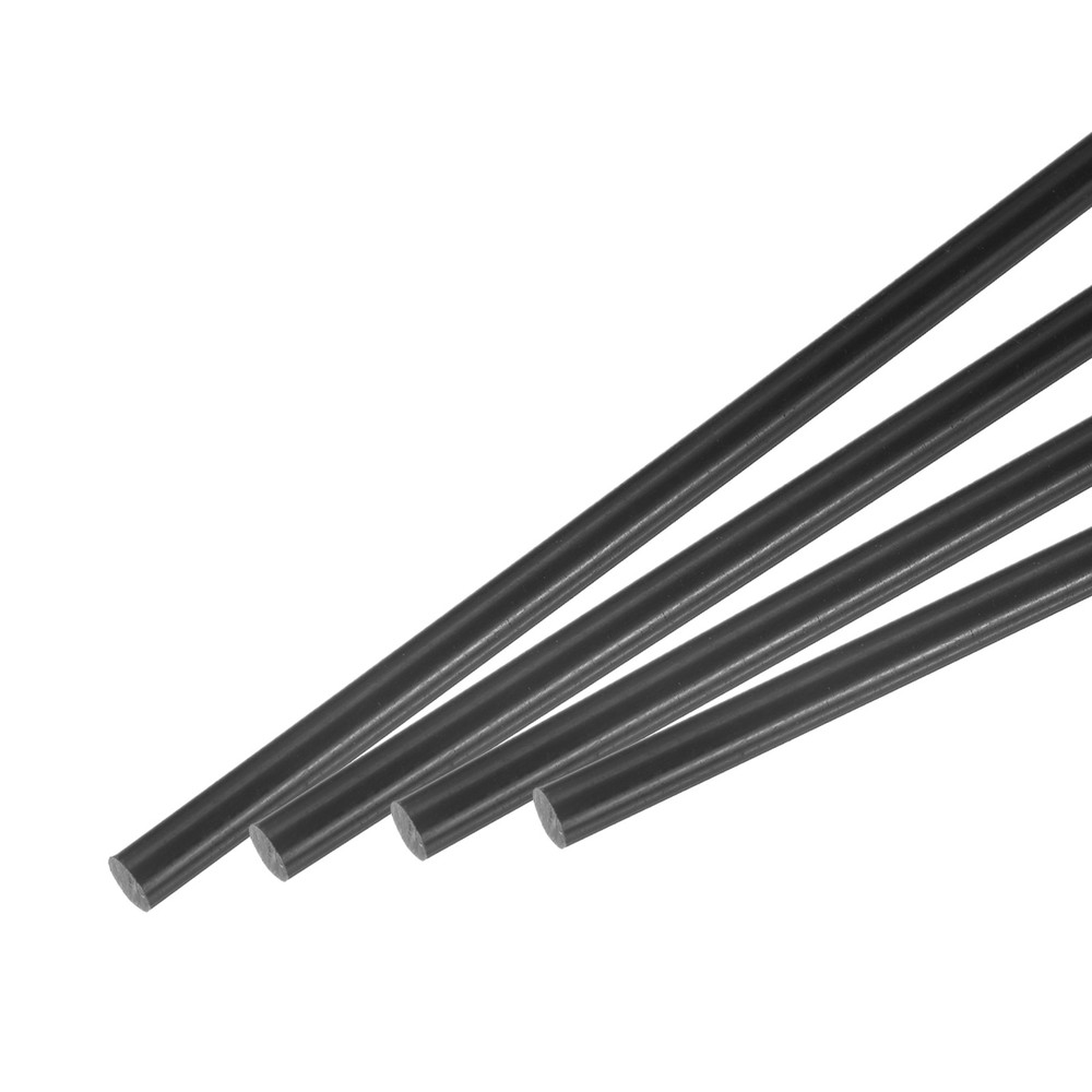 4Pcs ABS Plastic Rods, Diameter 6mm Length 300mm Black Stick Solid Bar
