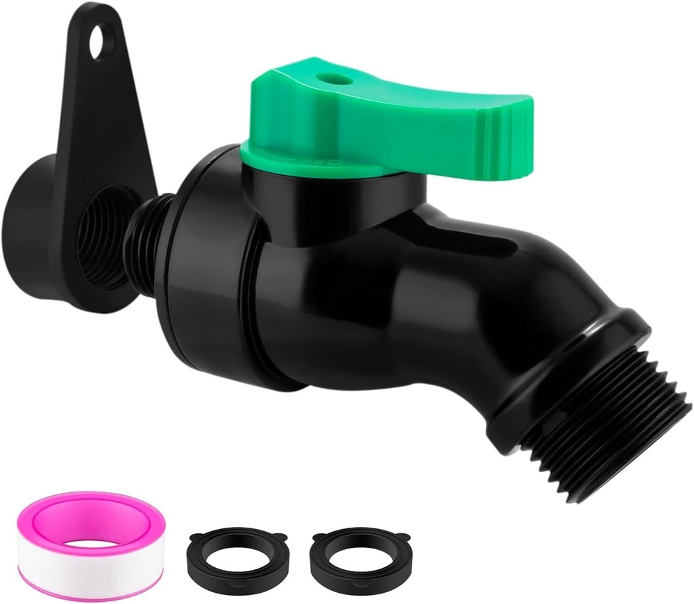Rain Barrel Spigot Kit with High Flow Valve No Inside Access Needed,External Ins
