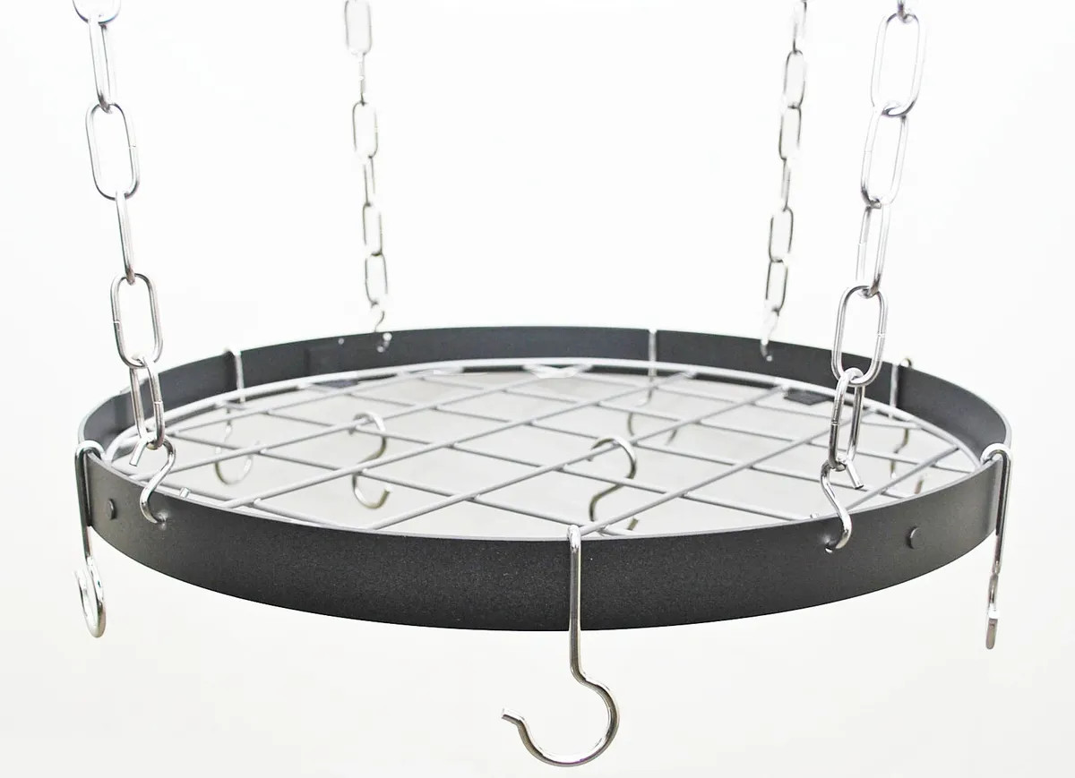 Rogar Round Pot Rack with Grid Black / Chrome