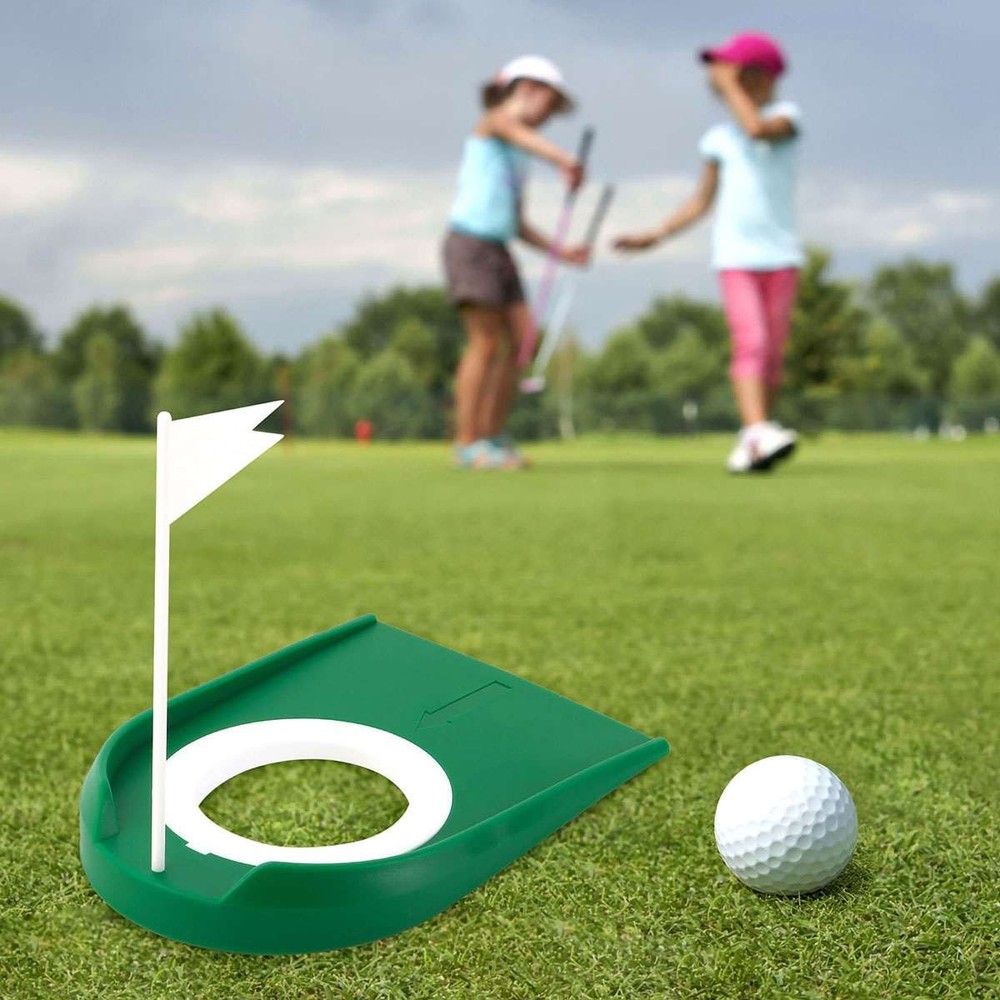 Practice Putting Cup Trainer Device for Golf Adjustable Hole & Flag Outdoor