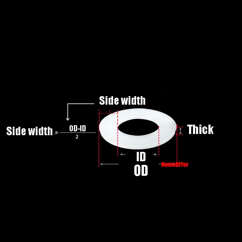 Round White Silicone Rubber Washer Flat Seal Gaskets High Temp Pads ID 22-152mm