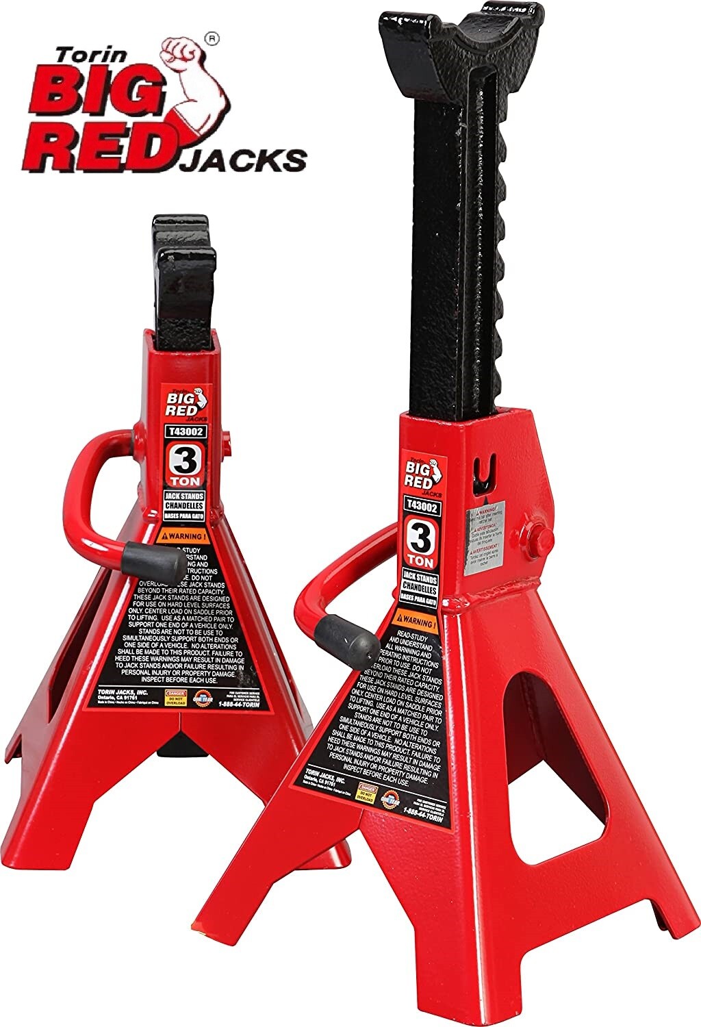BIG RED 3 Ton (6,000 lb) Capacity T43202 Torin Steel Jack Stands, Red