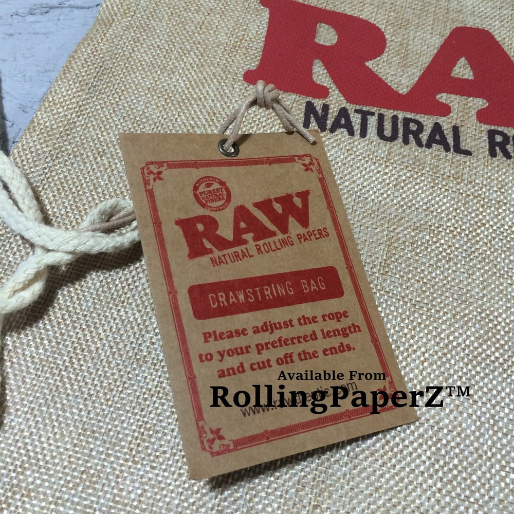 RAW Rolling Papers DRAWSTRING BAG TAN LARGE SIZE 17" x 13"