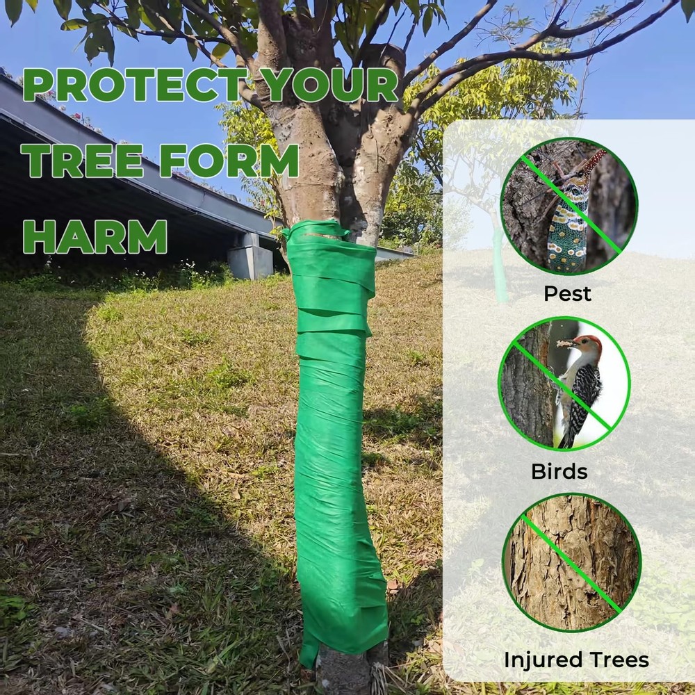 Gylreus Tree Protector Wraps Winter Cold-Proof 2" x 150', Green