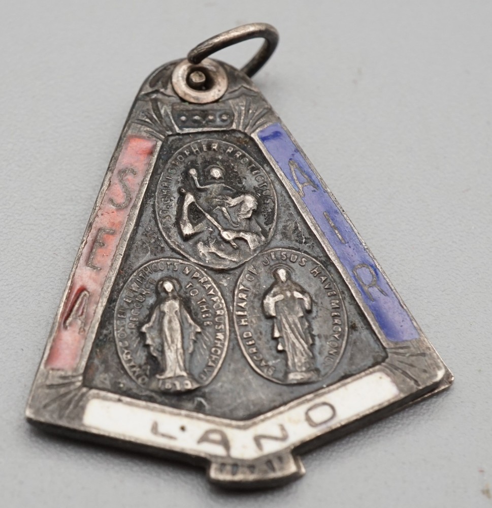 WWII Sterling Army, Navy, USMC Land Sea Air Christian Sliding Medal Pendant