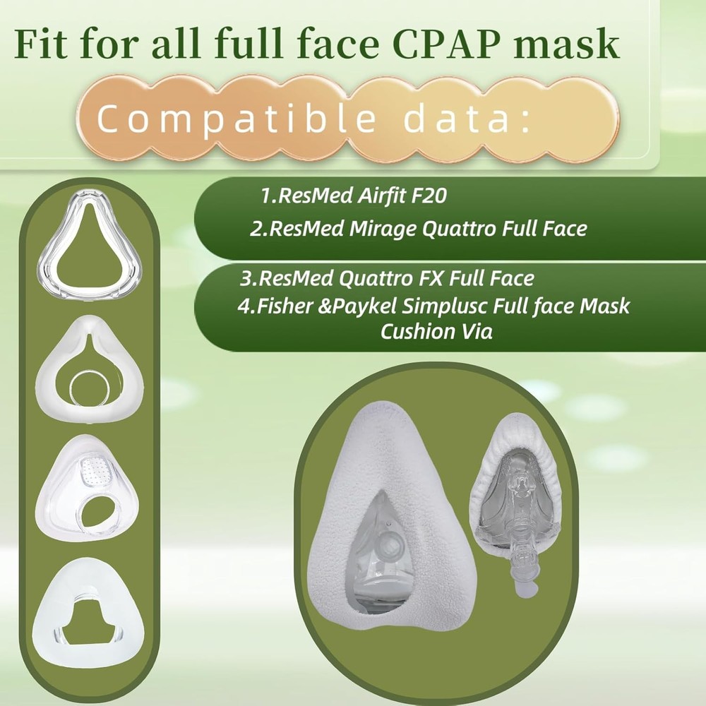 6 Pack CPAP Mask Liners Compatible with Full Face Cushion Covers Medium
