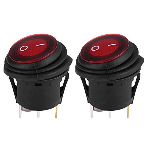 2Pcs Rocker Switch 12V 24V, 20A LED Light Bar Switch with Red Light, 3Pin On