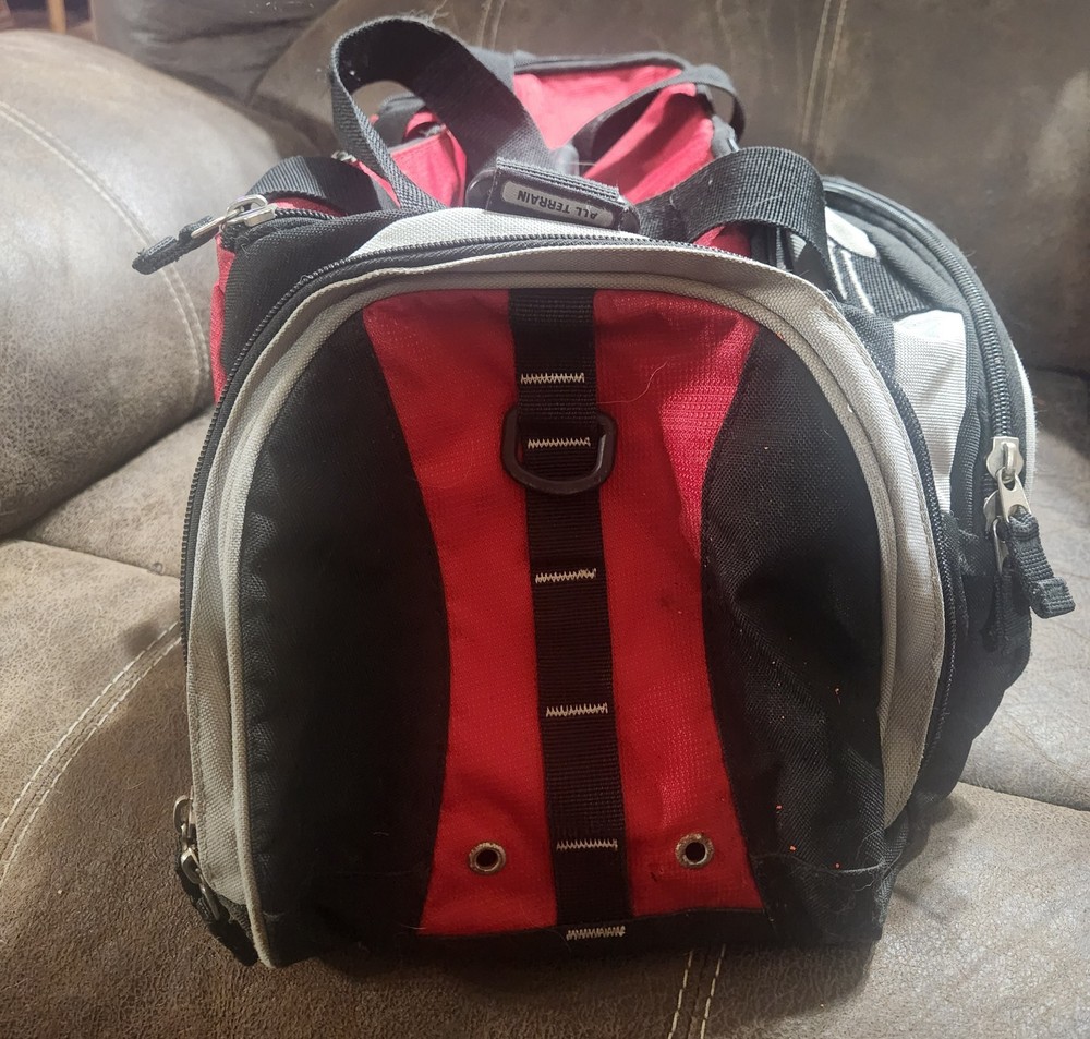 OGIO All Terrain Medium Grip Gym Bag Red Black Gray Polyester Zip Strap
