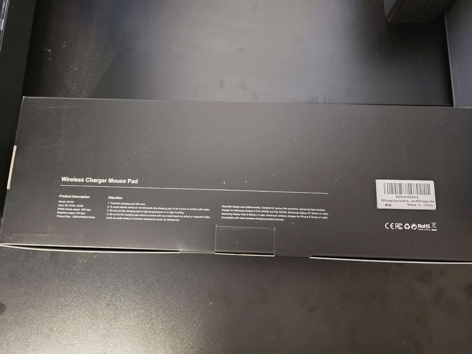 New - ABCMat XXL RGB LED Gaming Mouse Pad with Magnetic Wireless Charger