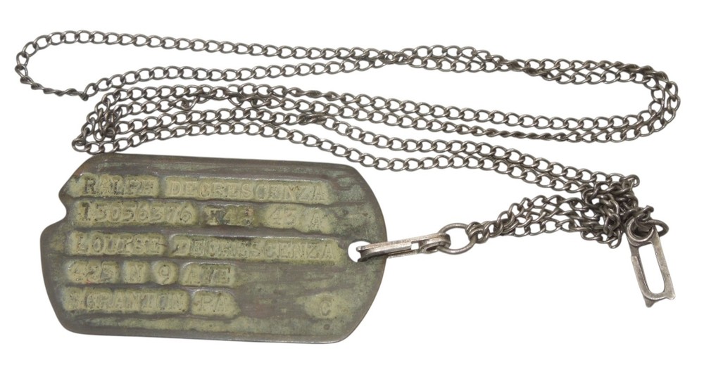 WWII US Army 305th Field Artillery 77th Division Dog Tag & STERLING Chain CA8