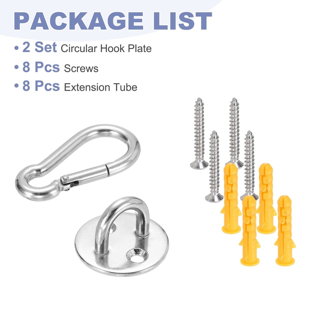 2Set M5 Eyelet Bracket Set Circular Hook Plate and Hook, Silver