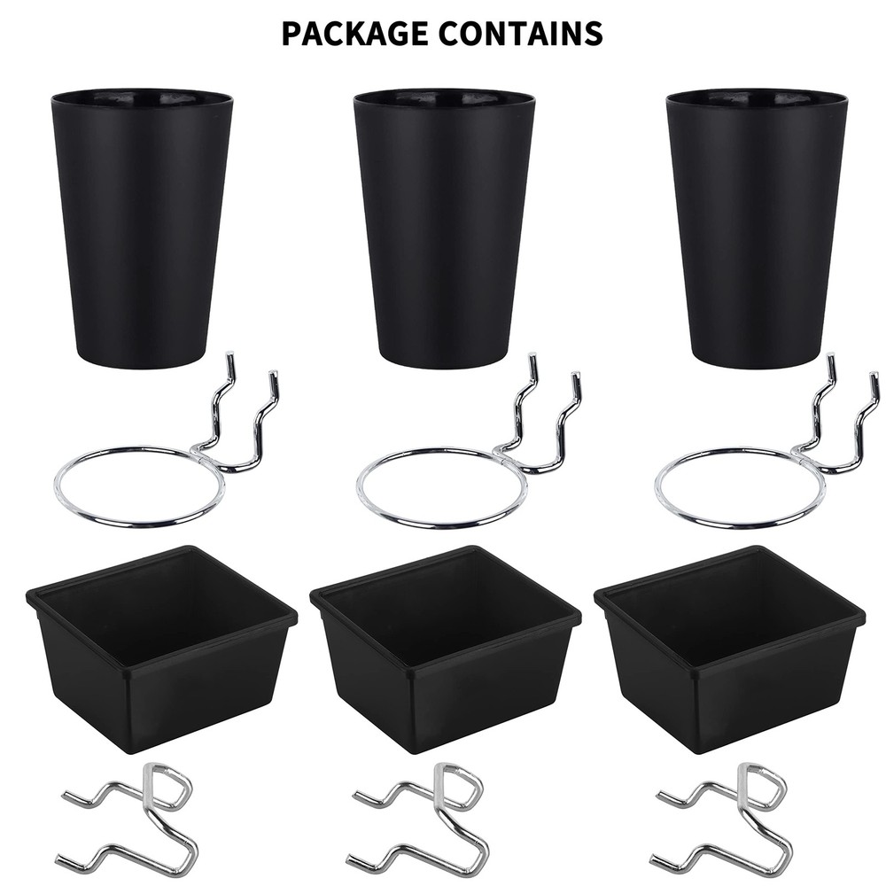 6 Sets Pegboard Bins with Hooks - Pegboard Organizer for Accessories, Tools, Sto