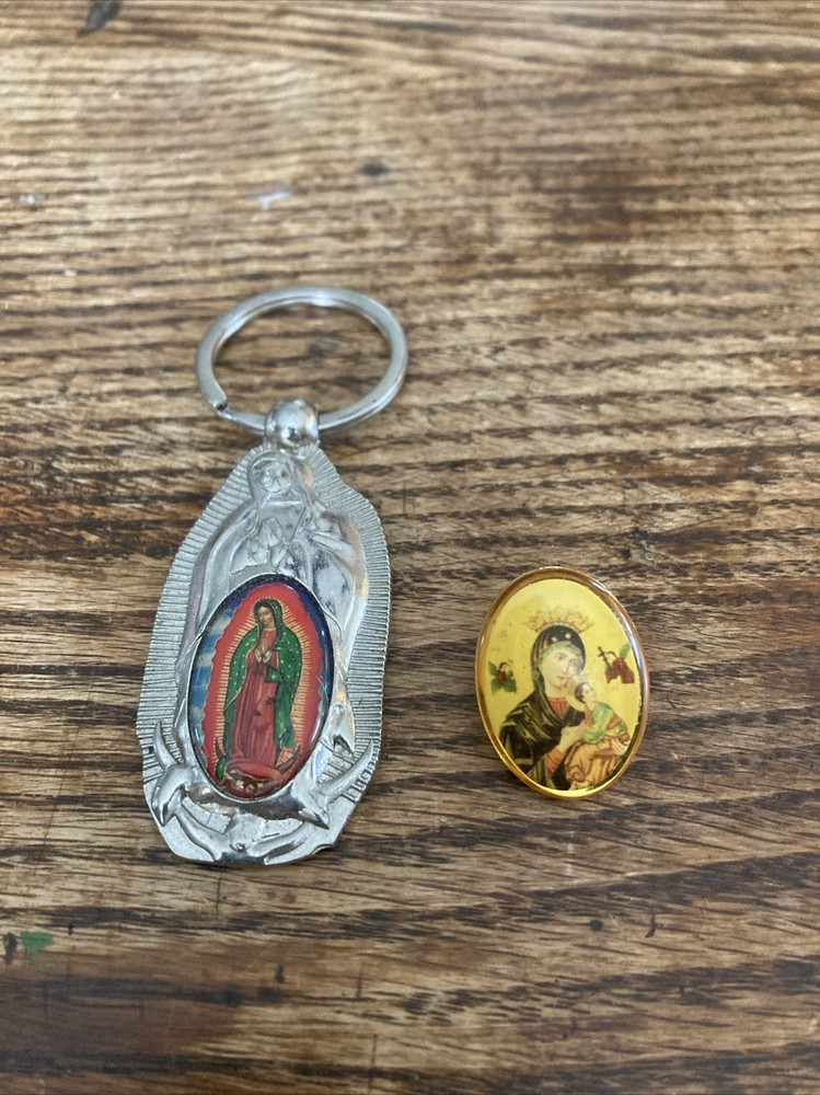 Mother Mary Pin Back  &  Keychain