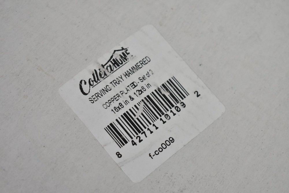 Hammered Tray 2 Pack Serving Platters Rectangular Dishes 16" x 8" & 12" x 6"