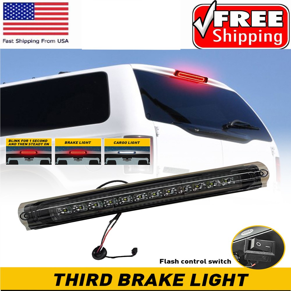 Led 3rd Third Brake Light Cargo For Ford 2000-2005 Excursion Red+white Smoked