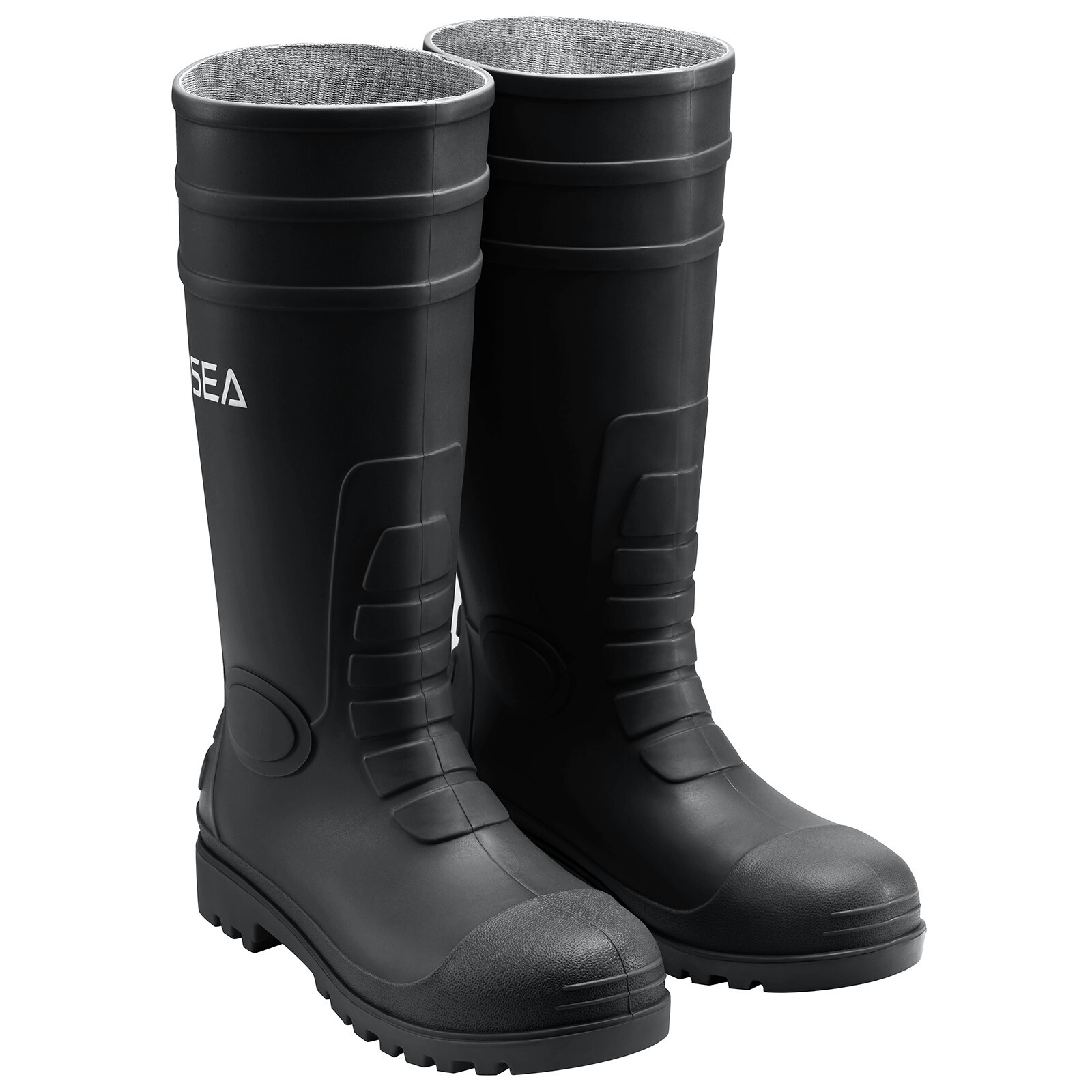 HISEA Men Steel Toe Rain Boots Waterproof Fishing Hunting Garden Mud Work Boots