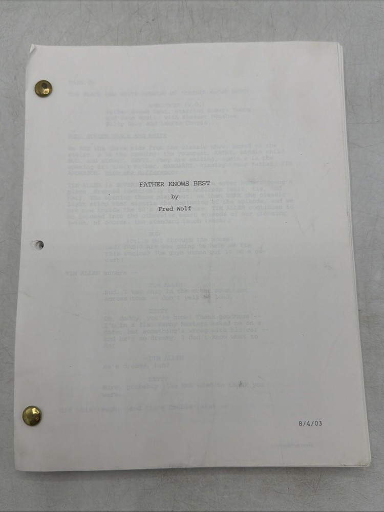 Father Knows Best TV Script Fred Wolf Tim Allen Draft 2003