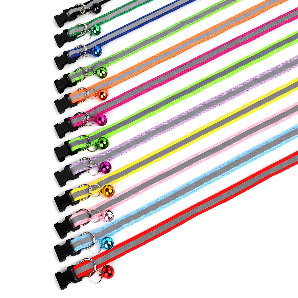 Reflective Personalized Kitten Cat Collar + Bell Engraved Name ID Tag Adjustable