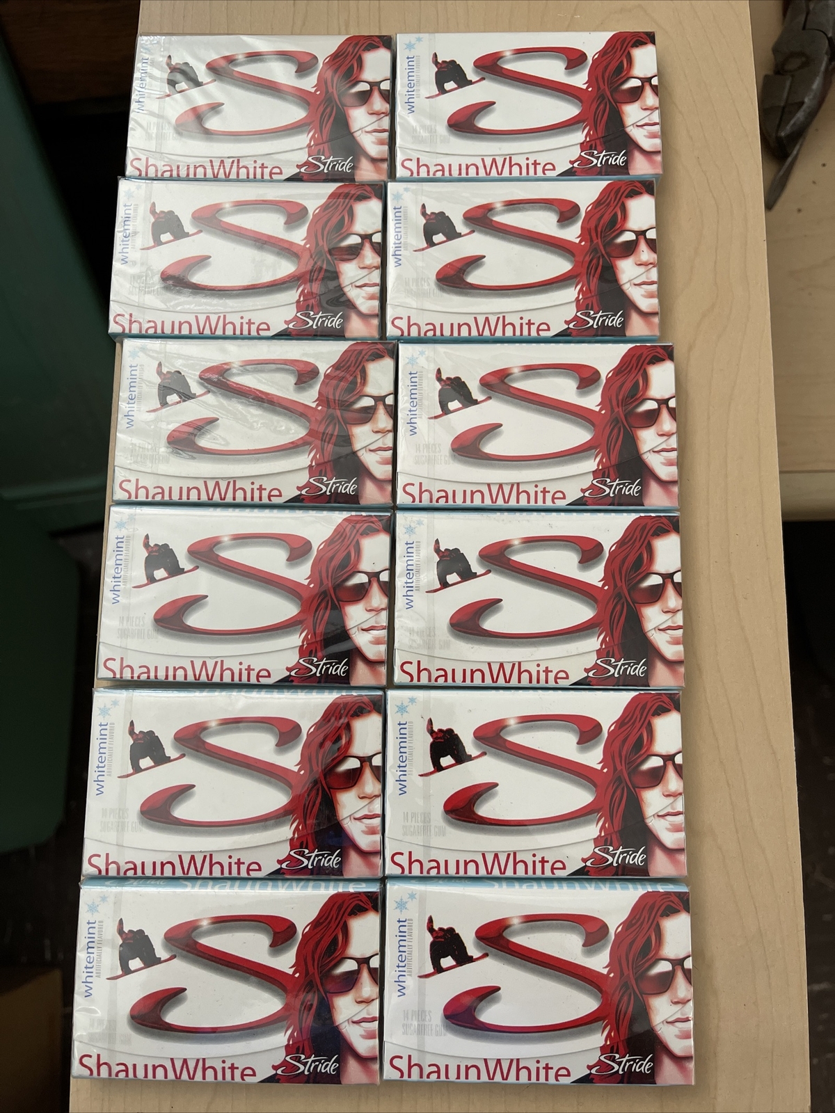 Lot Of 12 Stride White Mint Snowboard Shaun White Gum Sealed Collector RARE 2014